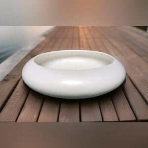 Vintage Haeger Pottery Flat Flying Saucer UFO Disc Planter Off White